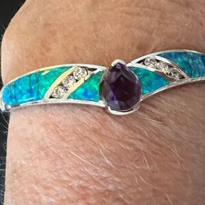 Elegant Silver and Purple Gemstone Bracelet